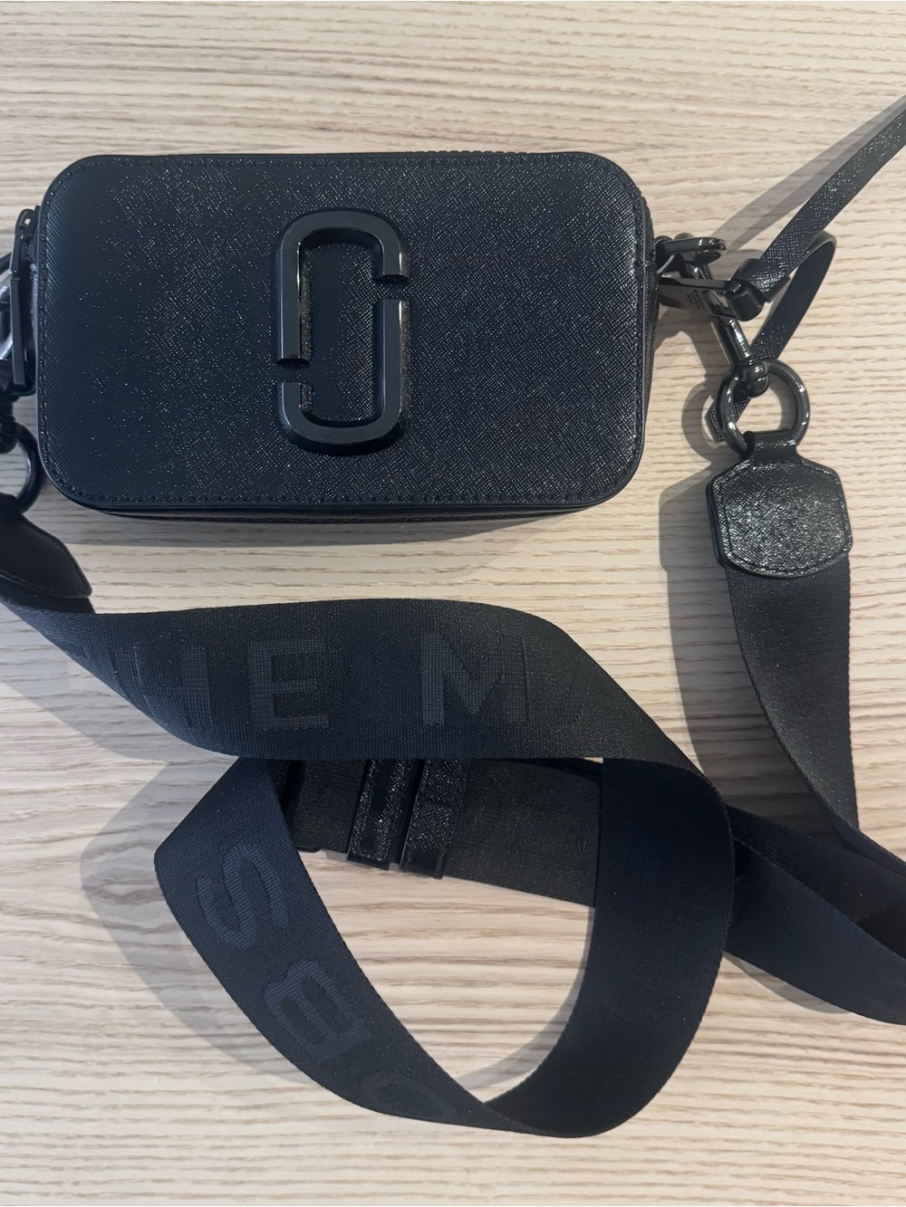 Marc Jacobs Black Textured Logo Phone Crossbody Case